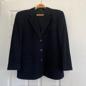 Camel Hair Black Blazer Vintage PBM Women’s 12 Classic Academia Preppy
